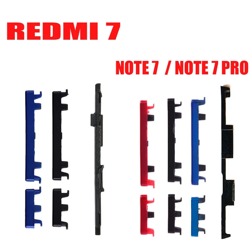 Толкатель кнопки включения и громкости Xiaomi Redmi 7 / Note Pro Черная Синяя Красная