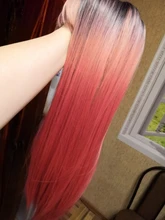 LOUIS FERRE negro Rosa rojo pelucas Cosplay largo recto Ombre peluca sintética con flequillo negro las mujeres Afro resistente al calor de fibra