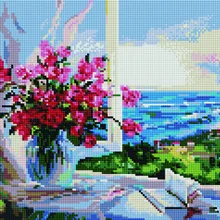 Алмазная мозаика EF 862 Букет у распахнутого окна 30*40