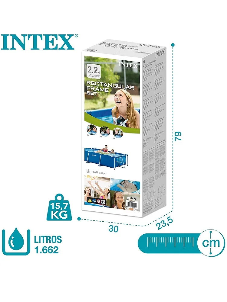 Piscina Rectangular Desmontable Tubular Intex Small Frame Con Estructura Metálica- Varios Tamaños Disponibles -