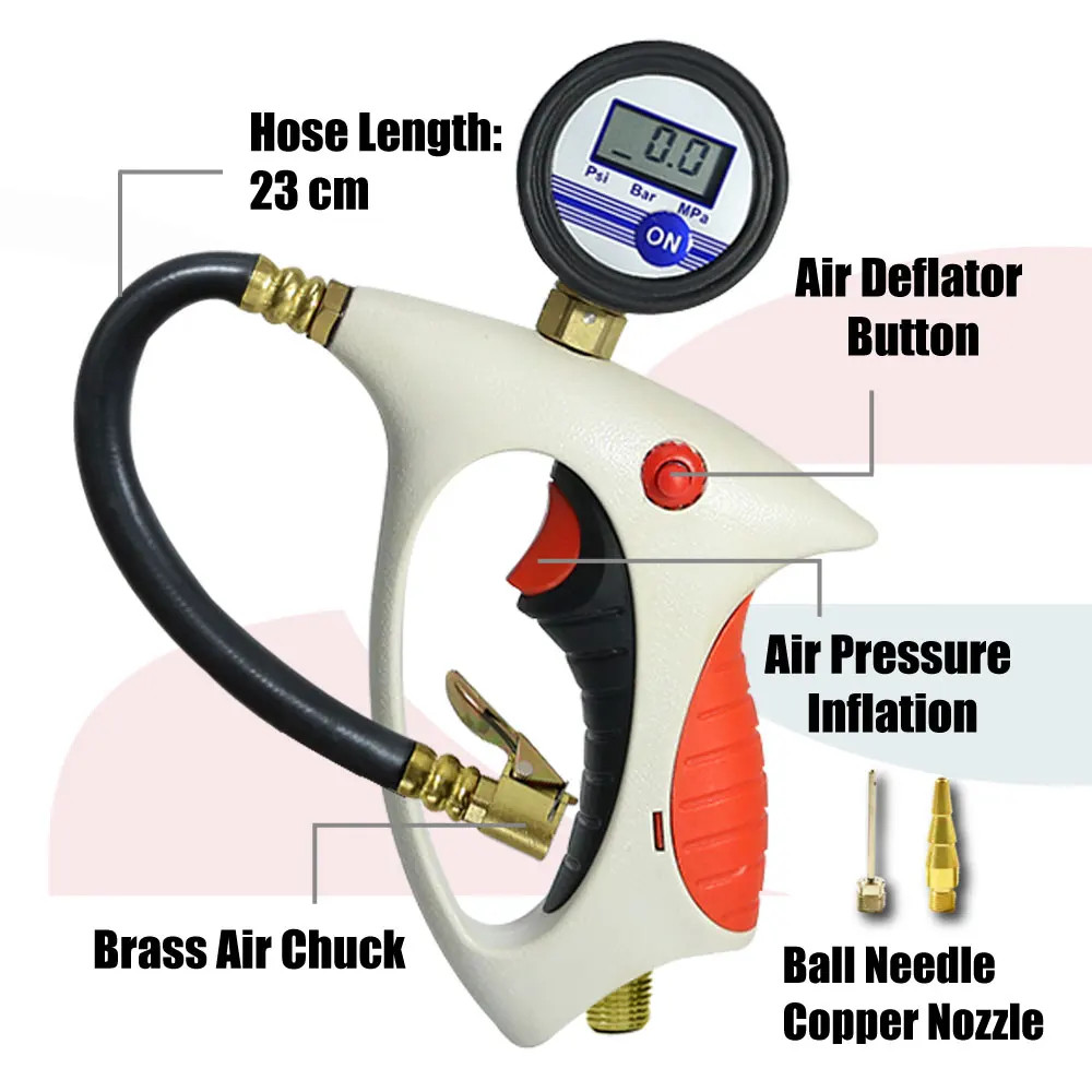 Эргономичный цифровой шиномонтажный пистолет, шиномонтажный насос с манометром, манометр, тайваньский изготовленный воздушный инструмент для автомобиля, мотоцикла