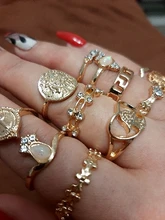 Tocona 15 unids/set, Virgen María Anillos de oro para mujer corazón manos de Fátima Anillos Cruz hoja geométrica Kольцо de joyería 7056