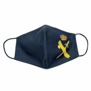 

Mask for adults color black with the design of Civil Guard, fabric face with opening for washable filter.