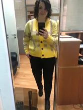 Sweaters Cardigans Checkered Plaid Colorfaith Korean Fashionable Women's Knitwears Buttons