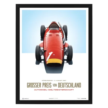 

Poster in the frame Maserati 250f-juan Manuel Fangio - Red - German GP, 32x42 cm
