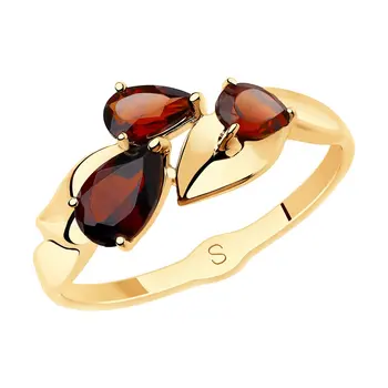 

Sokolov ring in Gold with grenades, fashion jewelry, gold, 585, women's male