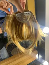 Buqi-extensiones de cabello con flequillo, pinza con flecos falsos en color negro, marrón y Rubio, fibra sintética de alta temperatura