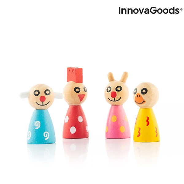  Wooden Table Set with Animals Pake InnovaGoods 18 Pieces