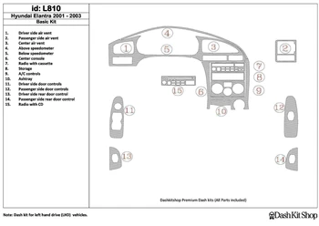 

Interior trim for Hyundai Elantra 2001-2003. Set L810.