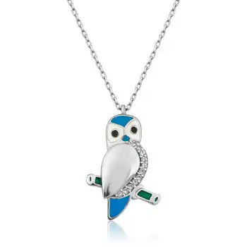 

925 sterling Silver Owl Lady Necklace