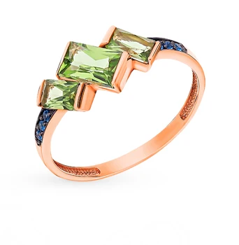 

Gold ring with хризолитом and cubic zirconia sunlight sample 585