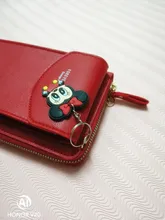 Billetera Color sólido de cuero para mujer, bolso de hombro, para teléfono móvil, billetera de cuero