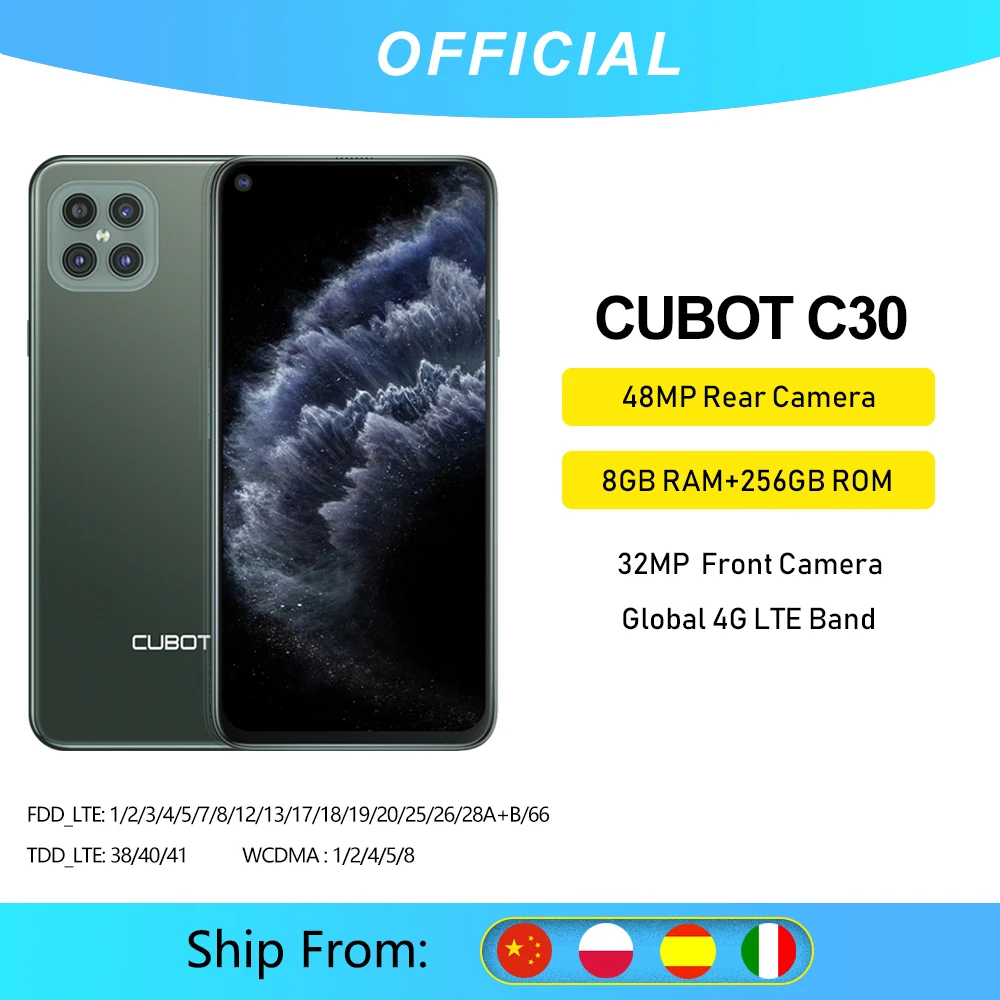 Cubot C30 48MP Quad AI caméra 8 go + 256 go 32MP Selfie Smartphone Global 4G LTE Helio P60 NFC 6.4 pouces FHD + 4200mAh Android 10 | AliExpress