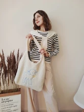 GOPLUS-Bolso de hombro de tela de cordero para mujer, bolso de mano de dibujos animados, de gran capacidad, para compras de ovejas, bonito, nuevo diseño