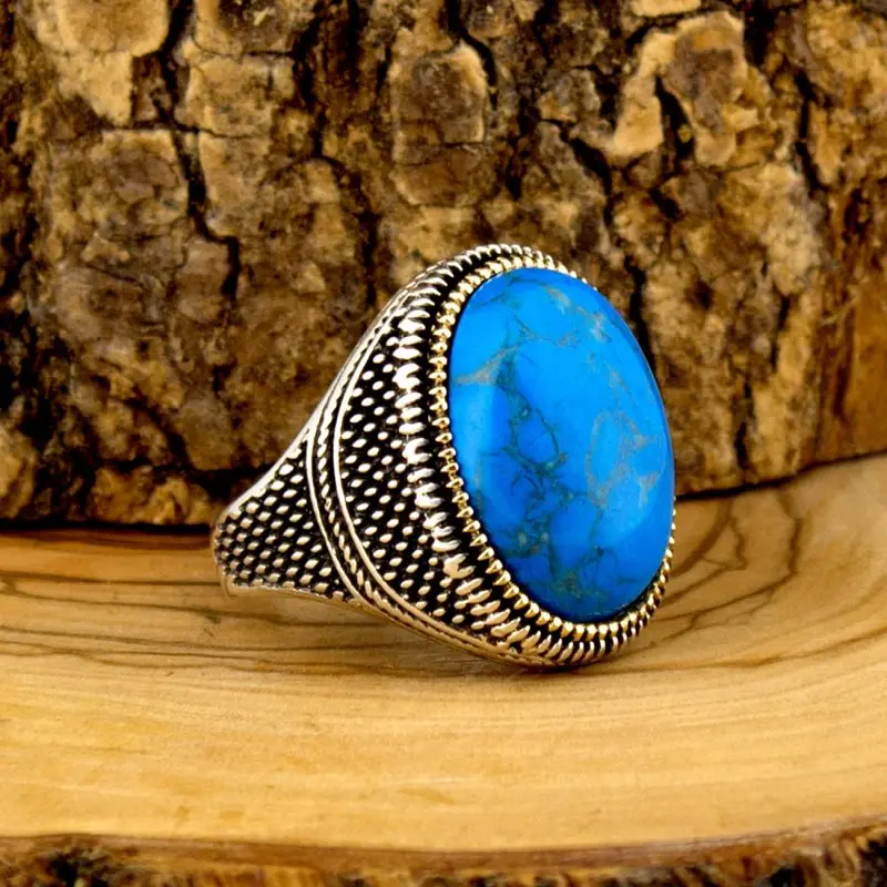 

925 Silver Ring for Men with Turquoise Stone