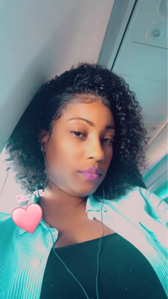 Curly Short Bob Swiss Lace Frontal Lace Wig photo review