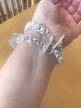 Los hombres y las mujeres de la pulsera de la plata esterlina 925 dije plateado a la moda pulsera regalo de la joyería