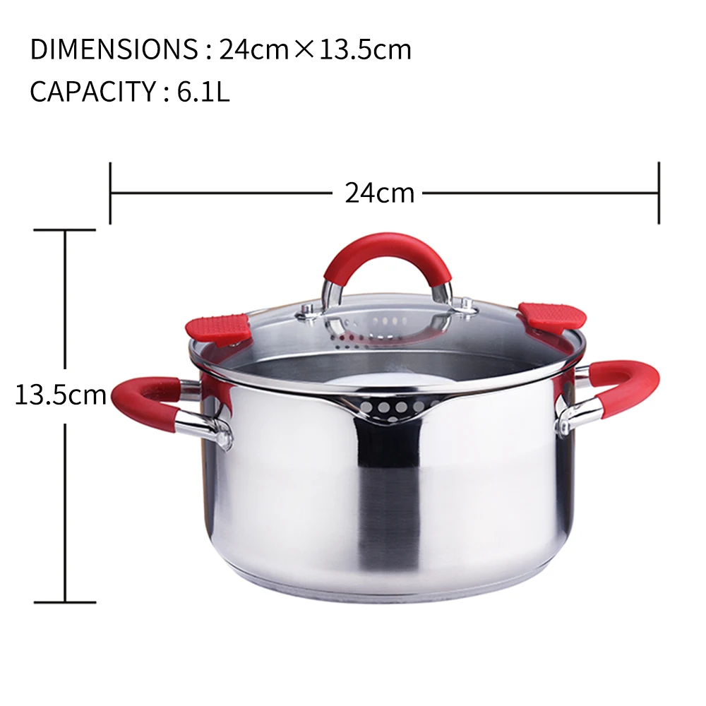 1 Pcs Stainless Steel Cook Pot Stockpot with Lid Milk Saucepan Soup Cookware 20/24cm TB Sale