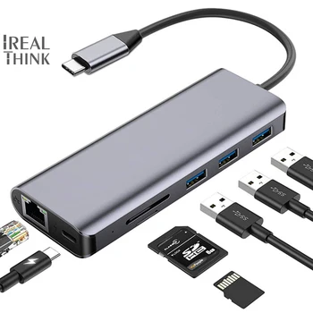 

IREALTHINK USB C adapter Type c hub Laptop Dock Splitter USB HUB for Macbook OTG HUB RJ45 adapter USB C Type C 3.1