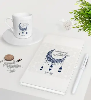 

Personalized Religious Culture And Ethics Teacher White Notebook Pen Turkish coffee Cup Seti-6