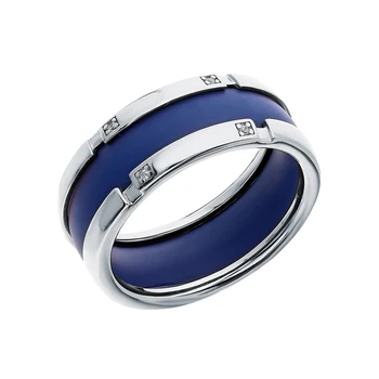 

Silver ring with ceramics and cubic zirconia sunlight sample 925