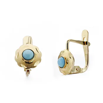 

Earrings 18k gold Cuban turquoise 6mm. [AA0097]