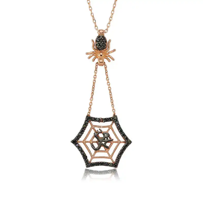 

Silver Muhammad Written Spider Net Lady Necklace