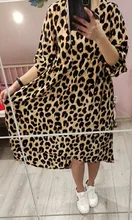 Printed Dresses Robe Bohemian Long-Sleeve VONDA Leopard Casual Women Vestidos Femme O-Neck
