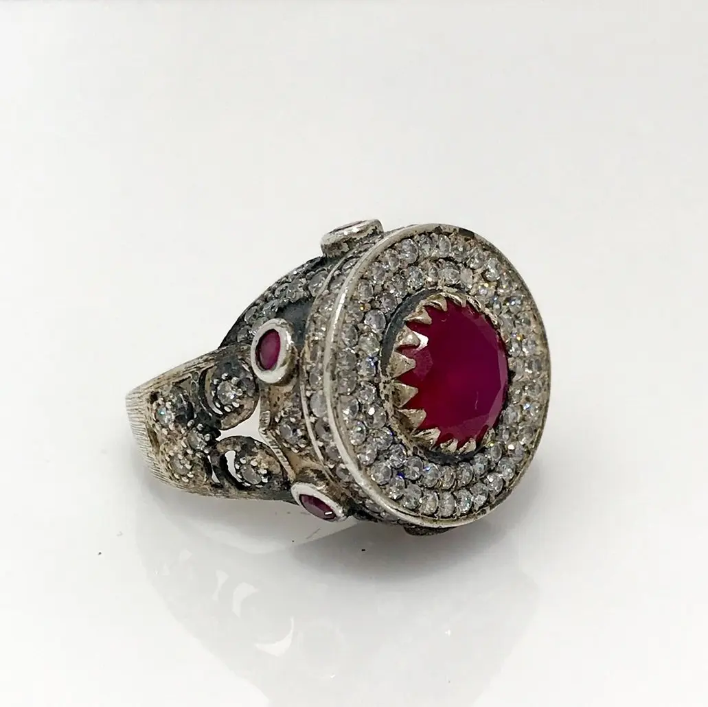 Подлинная ручная работа рубиновый камень специальное производство серебряное кольцо