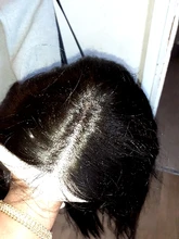 Peluca de malla con división media de 30 pulgadas, cabello humano liso brasileño Remy, prearrancado con pelo de bebé, parte T, 13x1