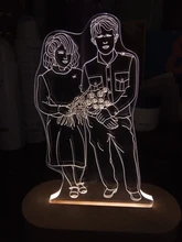 Night-Light Wooden-Base Text-Photo Christmas-Gift Customized Wedding DIY Holiday 