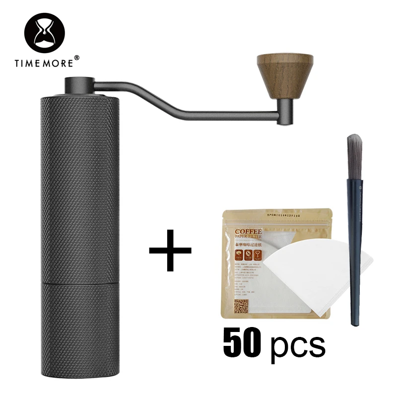 TIMEMORE Store Slim Plus Up Manual Coffee Grinder Mini Burr Steel Core Send Cleaning Brush & 50Pcs Filter Paper