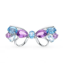 Серебряная брошь с аметистом и топазами SUNLIGHT проба 925