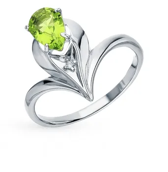 

Silver ring with хризолитом and cubic zirconia sunlight sample 925