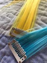 Alileader-extensiones de cabello con Clip para mujer, extensiones de cabello liso con degradado, de alta temperatura, 57 colores