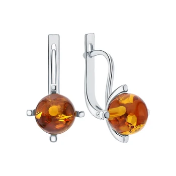 

Silver earrings with amber sunlight