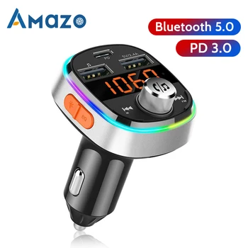 

Bluetooth 5.0 Car Transmitter RGB Lights Wireless LED Transmiter MP3 Player Handsfree Fm Modulator PD QC 3.0 USB Car Charger