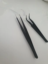 Pinza de mano de 1,0 MM para decoración de uñas, herramienta de selección de Gel acrílico para decoración de gemas, diamantes de imitación, pinzas negras para pestañas, 1 unidad
