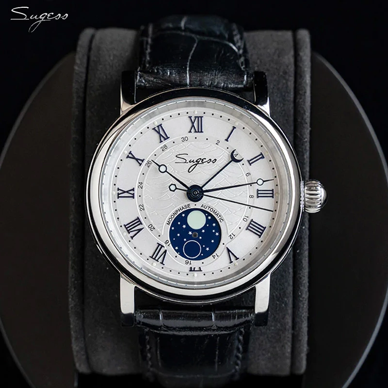 Sugess Hi Beat Otomatis Mekanis Jam Tangan Pria Seagull Gerakan St2108 Moonphase Atas Jam Tangan Vintage Jam Tangan Kulit Hadiah Jam Tangan Mekanik Aliexpress