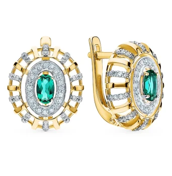 

Gold earrings with emeralds and diamonds sunlight sample 585 test