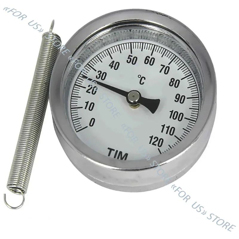 Термометр c накладной пружиной 1/4" 0℃ - 120℃ для жидкостных труб паровых водяных |