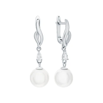 

Silver earrings with pearls imitation and cubic zirconia sunlight sample 925