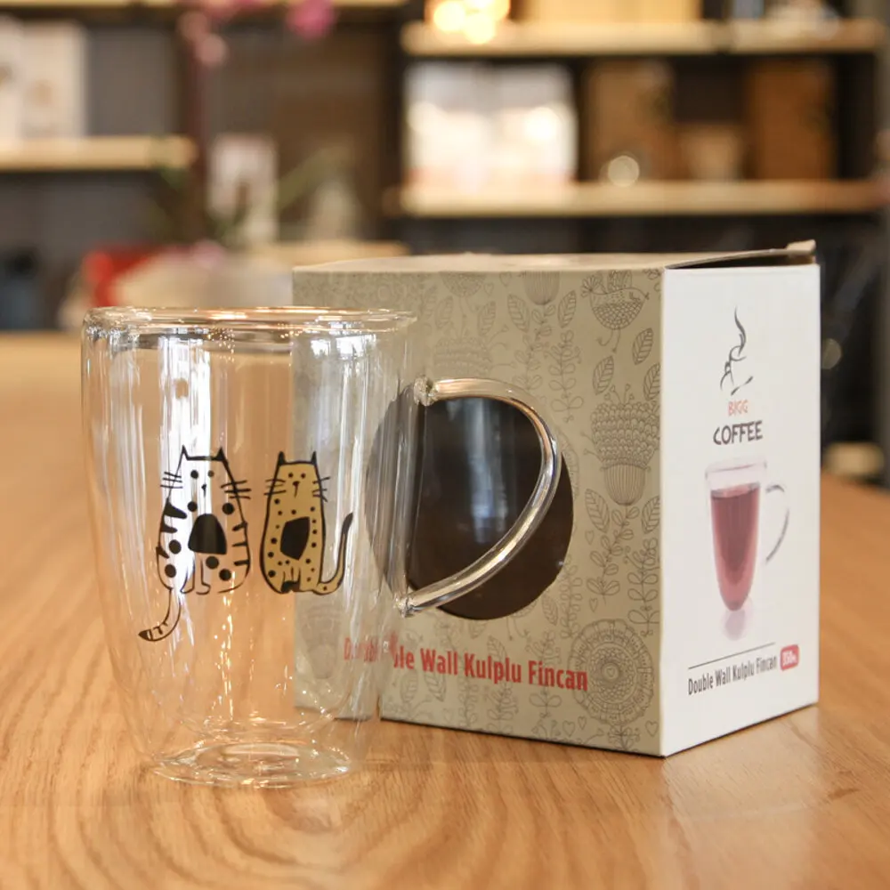 

BiggDesign Double Wall Glass for Tea, Coffee, Juice, Wholesale, 350 ml, Transparent, borosilicate Glass