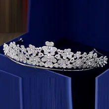 Красивые Свадебные короны с кристаллами, свадебные тиары в форме цветка, аксессуары для волос