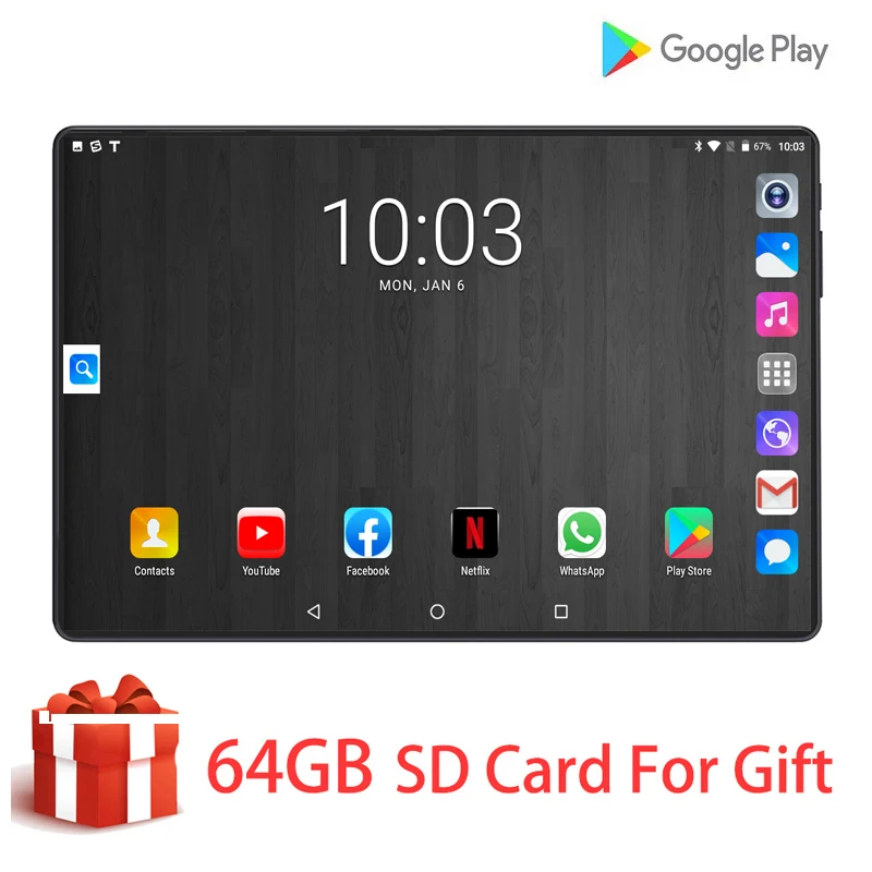 

2020 DHL Free shipping 10.1 inch Tablets PC 8 Core 6GB RAM 128GB ROM Dual SIM Cards 4G LTE Tab Android 9.0 WiFi 10 10.1 +Gifts