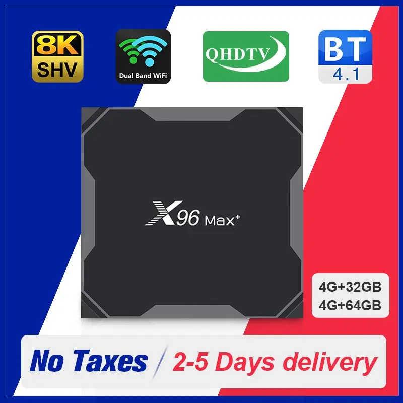 ТВ-приставка X96 MAX PLUS QHD S905X3 Android 9 0 2 4/5 8 ГГц Wi-Fi | Электроника