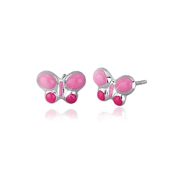 

Butterfly silver earrings Mabina jewelry for kids pink/pink enamel 563062