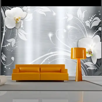 

Wall mural-Orchids on steel - 400x280 cm