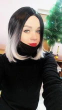 Feilimei-peluca recta con corte Bob de 160g, pelo sintético para Cosplay, afroamericano, Azul, Gris, Rubio, negro, Morado, color ombré