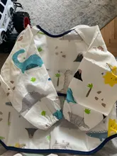 Baberos Bandana para bebé, bonitos Baberos de dibujos animados coloridos, impermeables, para comer, dibujo de manga larga, delantal, babero de autoalimentación para bebé